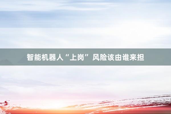 智能机器人“上岗” 风险该由谁来担