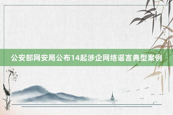 公安部网安局公布14起涉企网络谣言典型案例