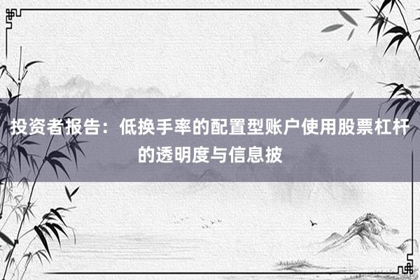 投资者报告：低换手率的配置型账户使用股票杠杆的透明度与信息披