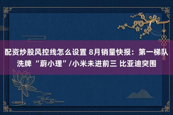 配资炒股风控线怎么设置 8月销量快报：第一梯队洗牌 “蔚小理”/小米未进前三 比亚迪突围