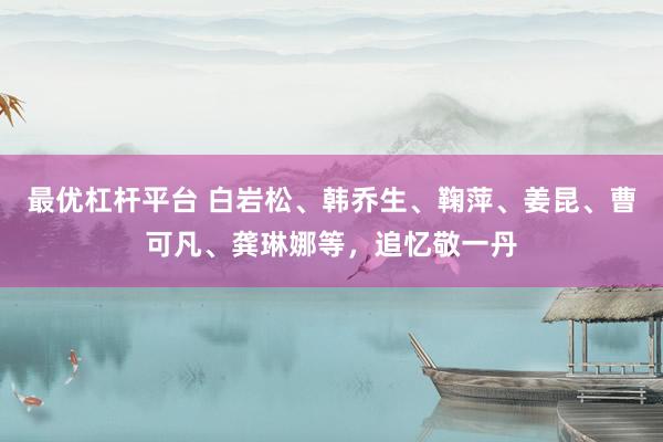 最优杠杆平台 白岩松、韩乔生、鞠萍、姜昆、曹可凡、龚琳娜等，追忆敬一丹