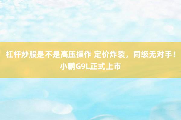 杠杆炒股是不是高压操作 定价炸裂，同级无对手！小鹏G9L正式上市