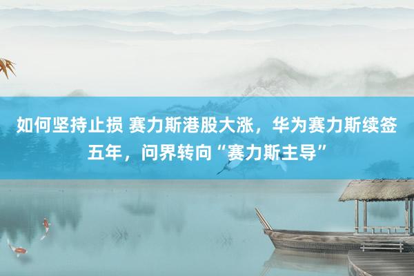 如何坚持止损 赛力斯港股大涨，华为赛力斯续签五年，问界转向“赛力斯主导”