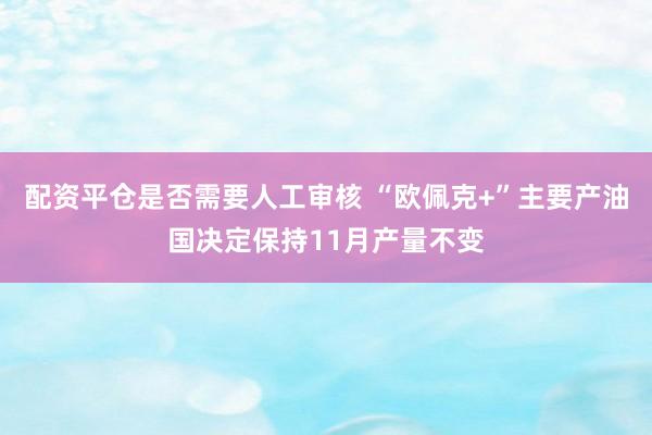 配资平仓是否需要人工审核 “欧佩克+”主要产油国决定保持11月产量不变